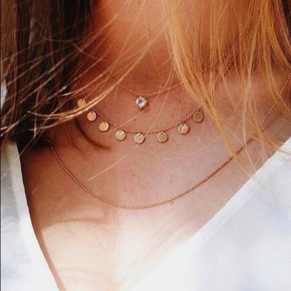 Jewelry - Multilayer Crystal and Disc Necklace